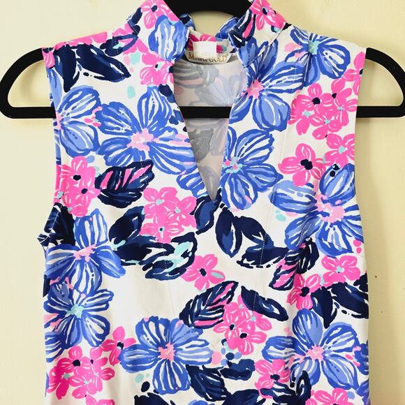 Mahi Gold Schooner Dress Spring Fling Floral Print Blue Pink Women's Size XS - Picture 4 of 7